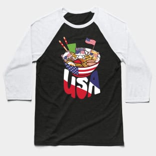 Ramen Cats US Flag 4th July Baseball T-Shirt